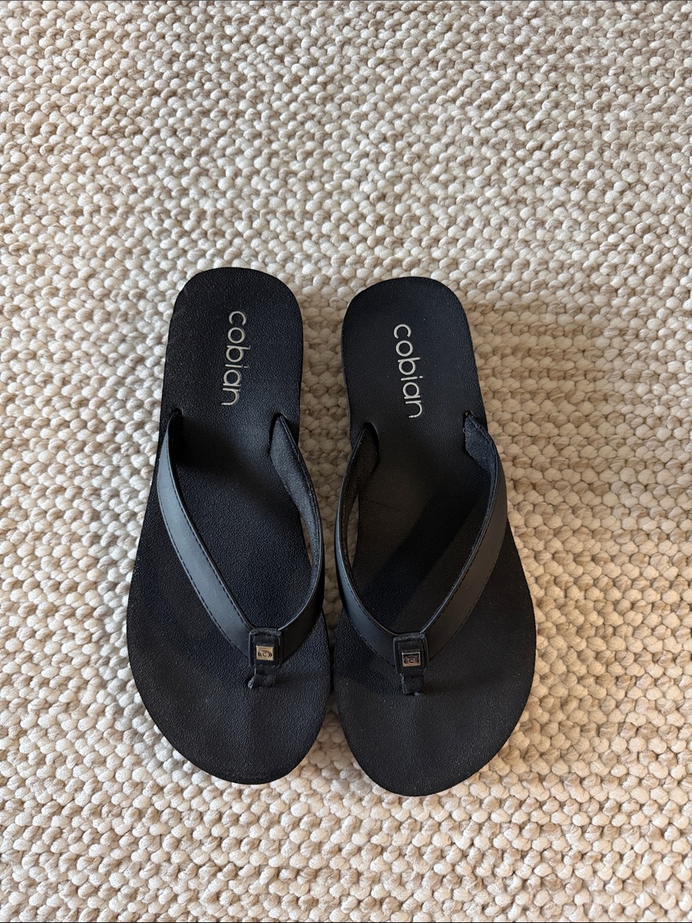 Cobian Black Flip Flop Sandals with Simple Strap